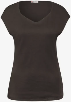 Shirt zonder mouwen met diamanten halslijn