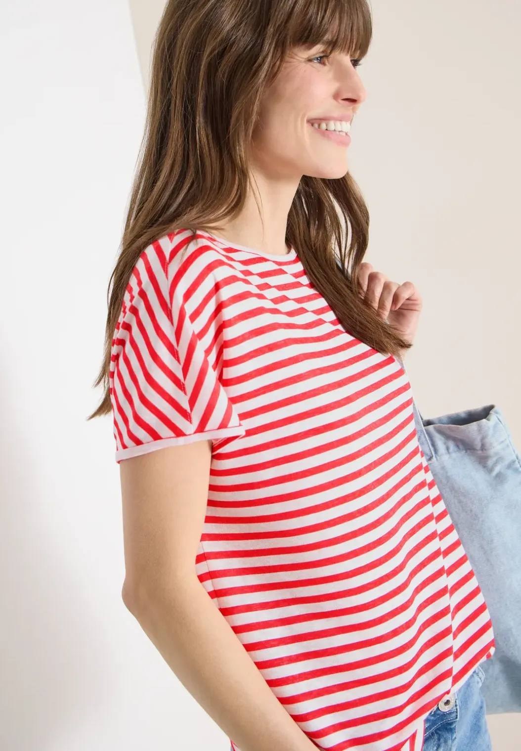 Shirt met boothals en strepen