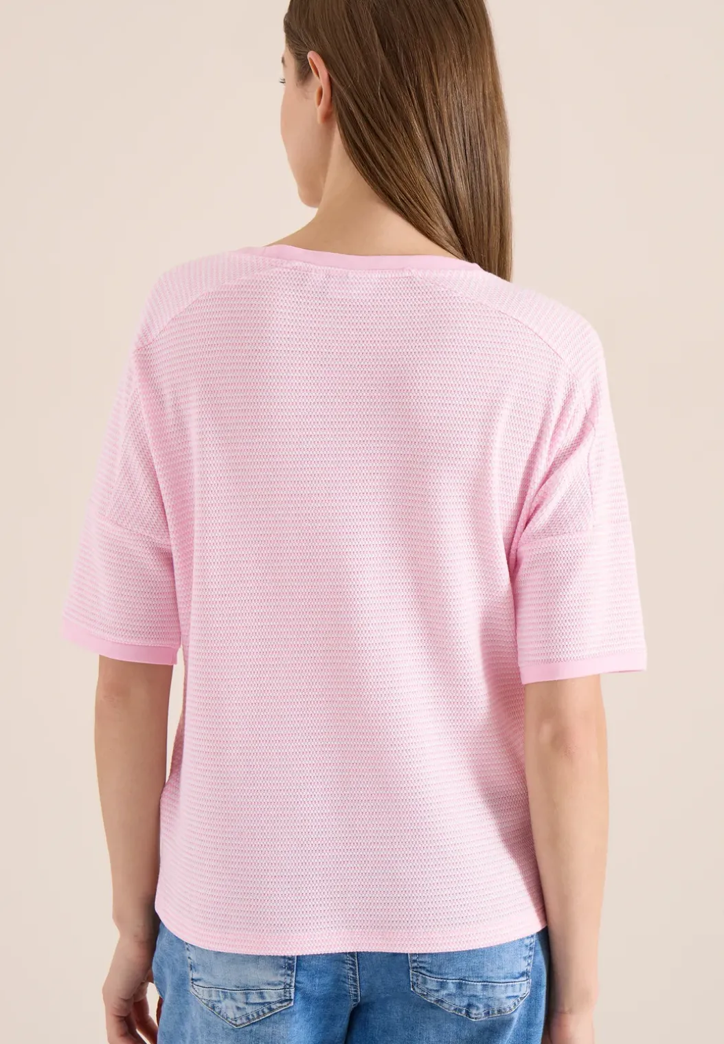 Shirt met boothals en structuur
