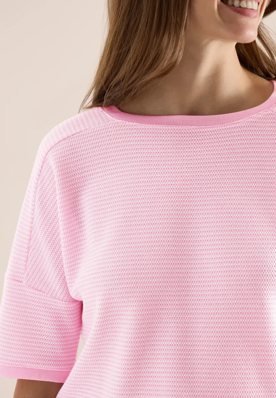 Shirt met boothals en structuur