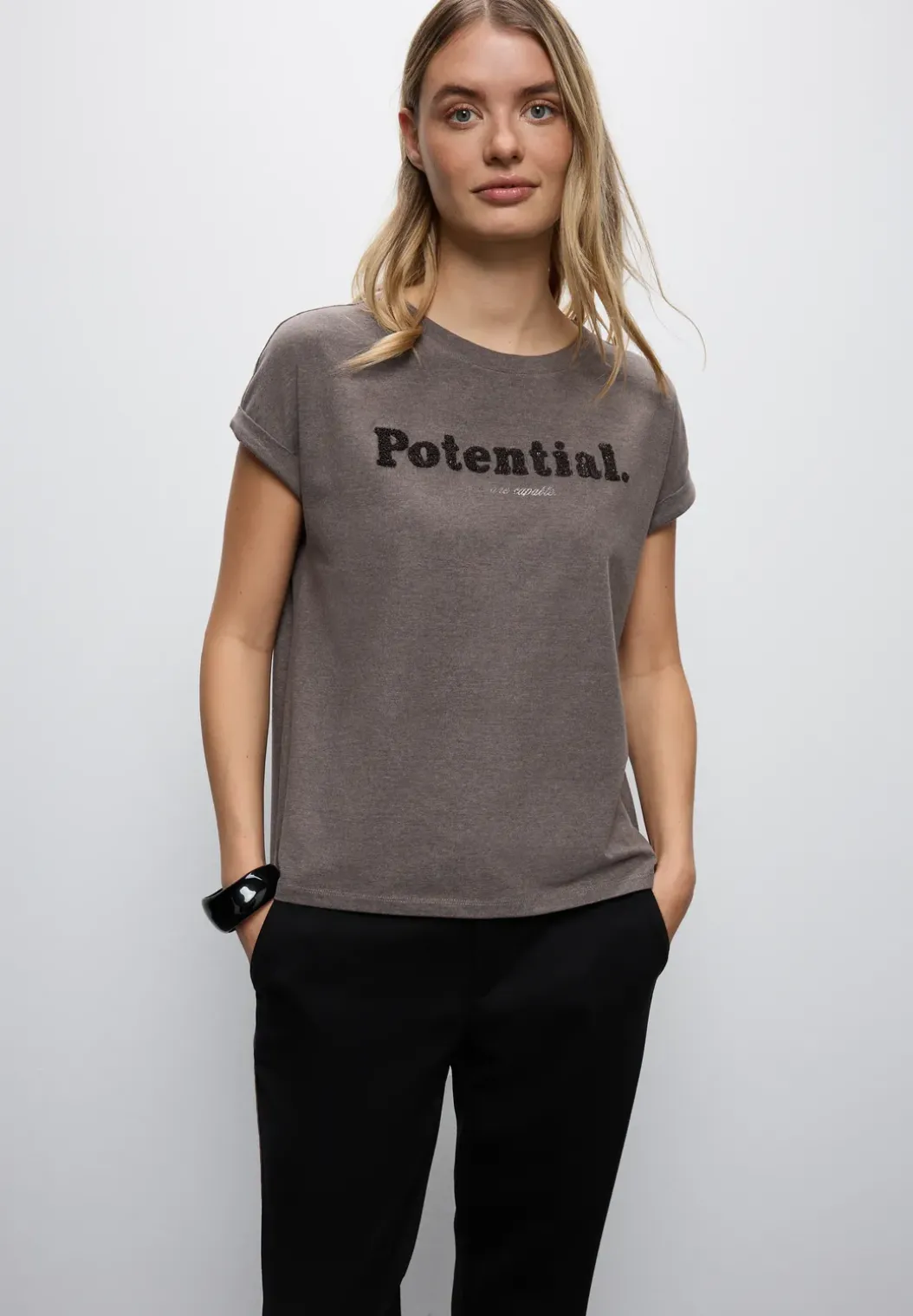 Shirt met bouclé-opdruk