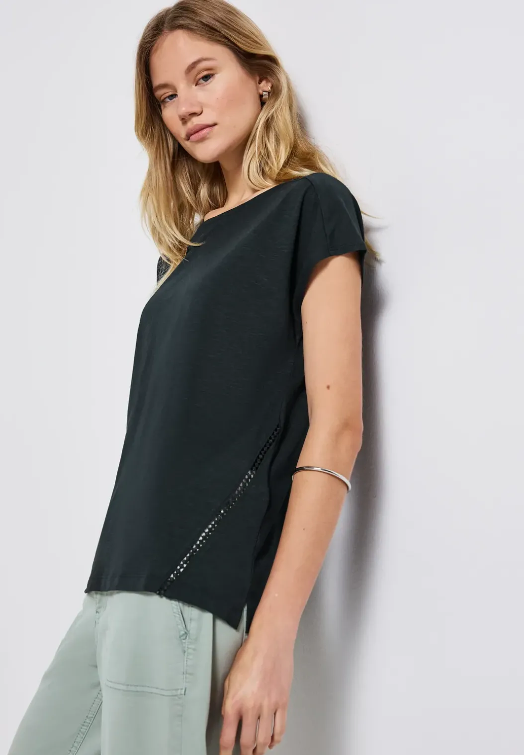 Shirt met gehaakte details