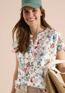 Shirt met gespleten hals en knoopdetails