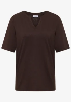 Shirt met gespleten hals in effen kleur