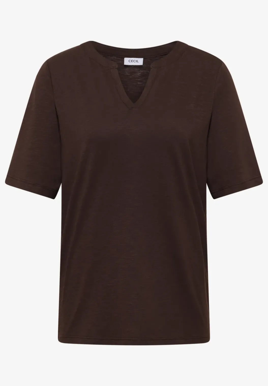 Shirt met gespleten hals in effen kleur