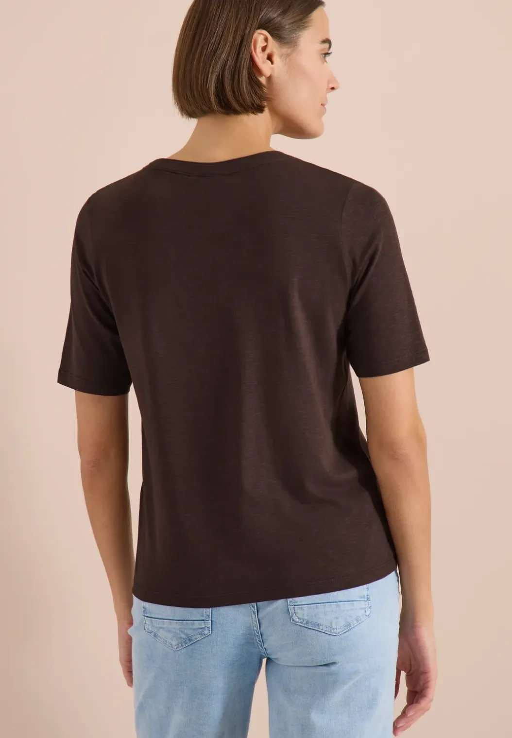 Shirt met gespleten hals in effen kleur