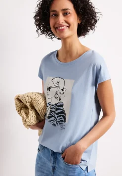 Shirt met hangende schouder en print