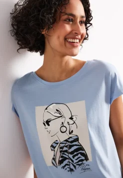 Shirt met hangende schouder en print
