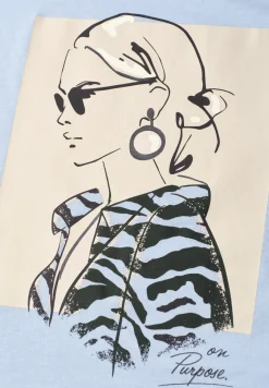 Shirt met hangende schouder en print