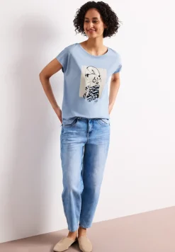 Shirt met hangende schouder en print