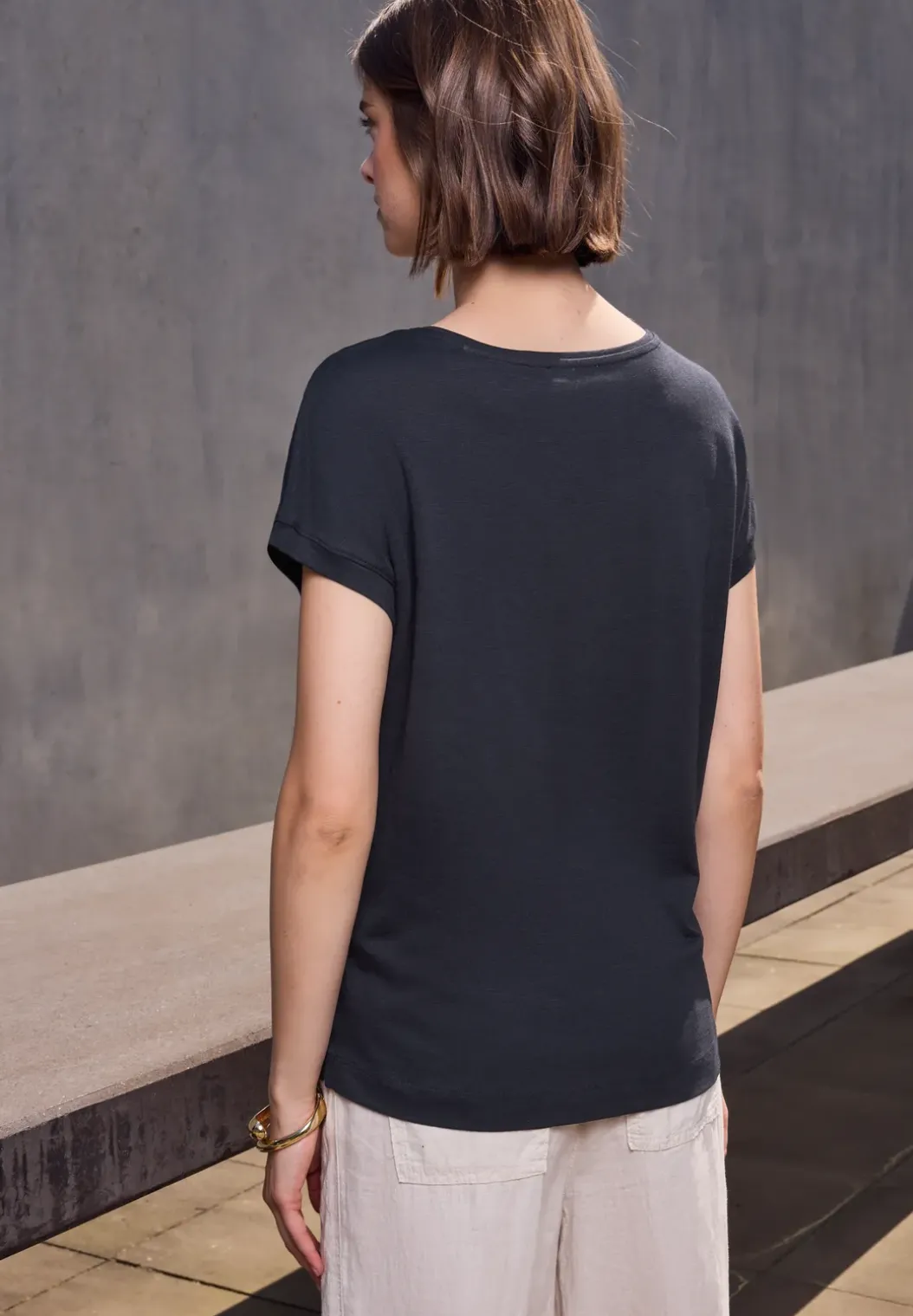 Shirt met jersey V-hals