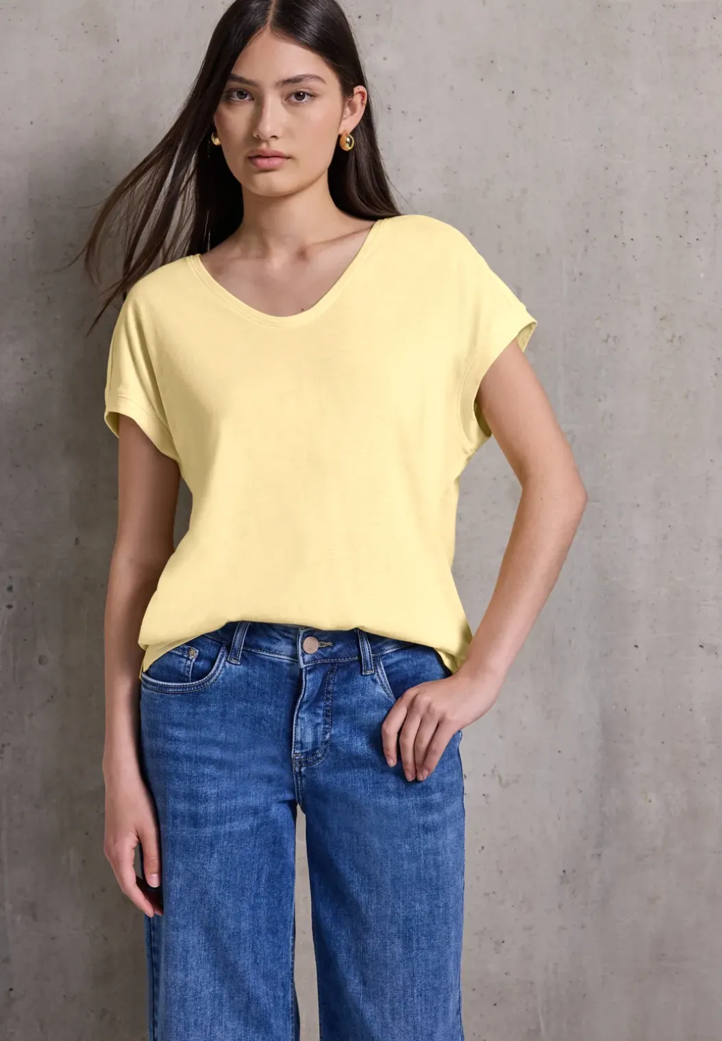 Shirt met jersey V-hals