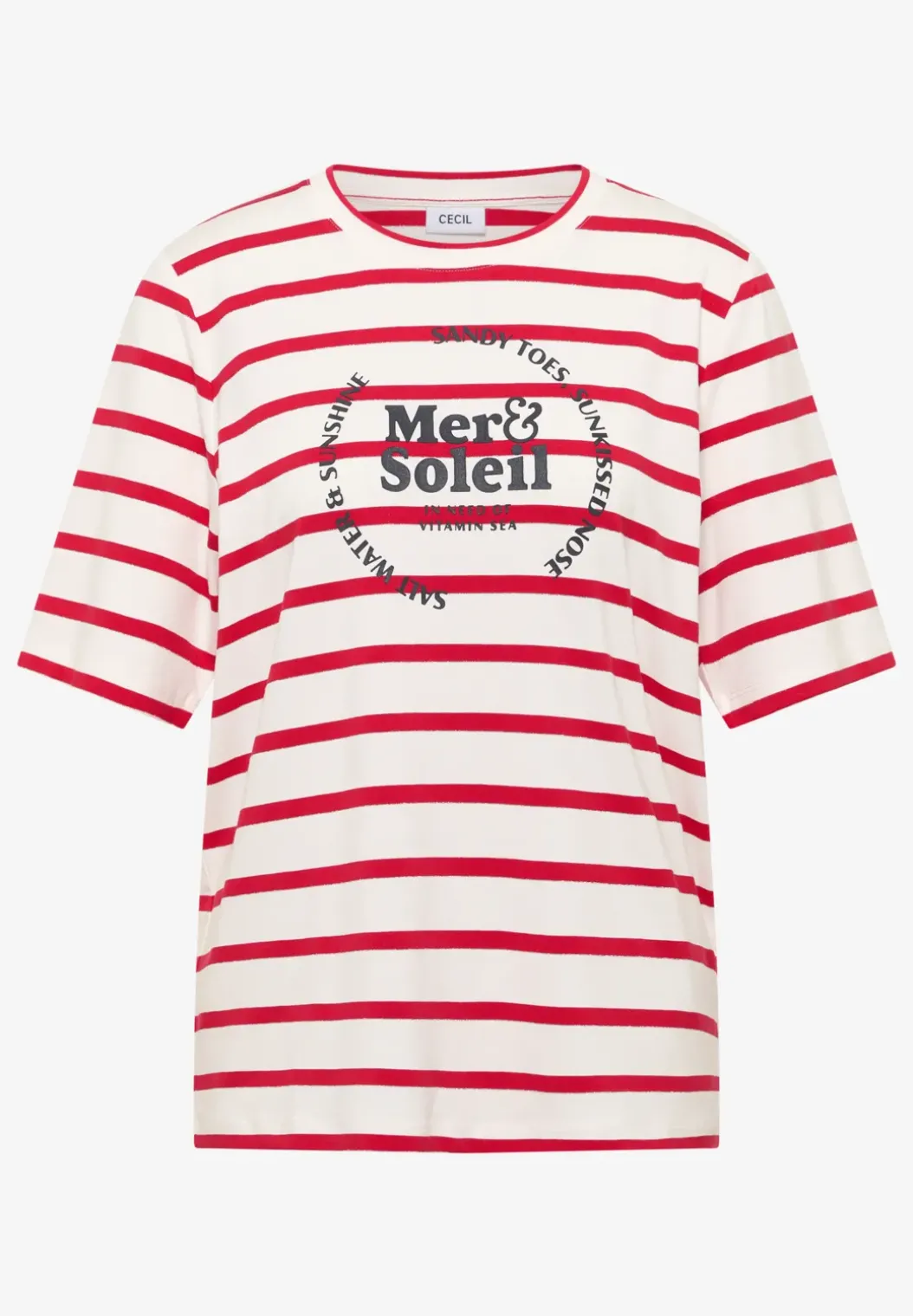 Shirt met korte mouwen, ronde hals en strepen
