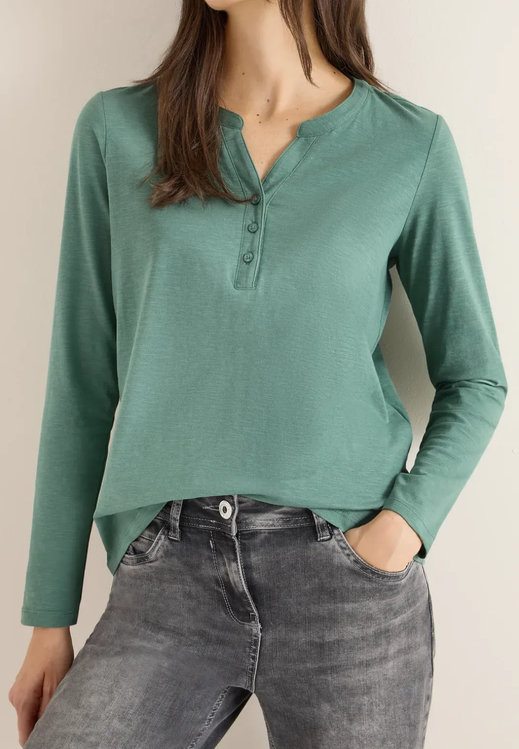 Shirt met lange mouwen met gespleten hals