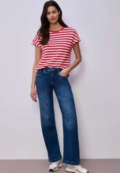 Shirt met losse schouders en strepen
