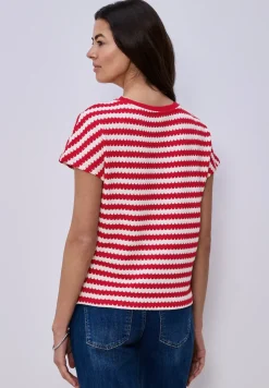 Shirt met losse schouders en strepen