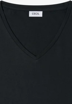 Shirt met overhangende schouders en V-hals