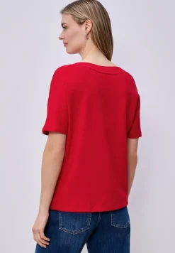 Shirt met overhangende schouders en geribd detail