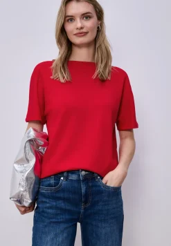 Shirt met overhangende schouders en geribd detail