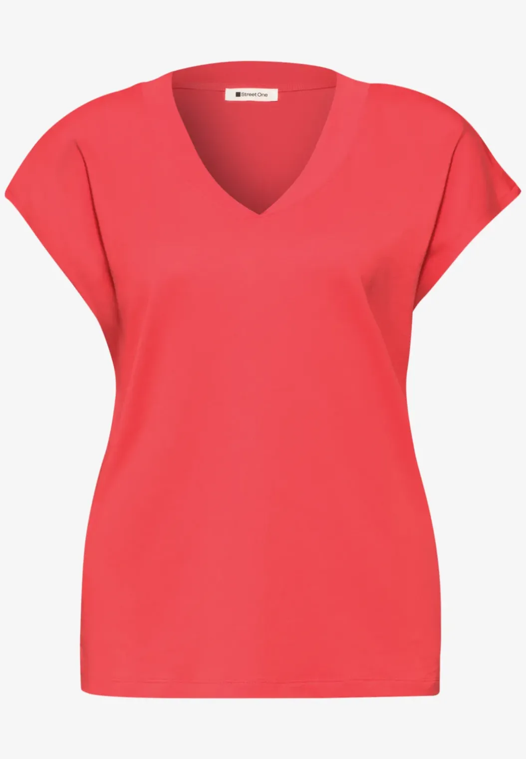 Shirt met overhangende schouders en V-hals