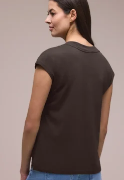 Shirt met overhangende schouders en V-hals