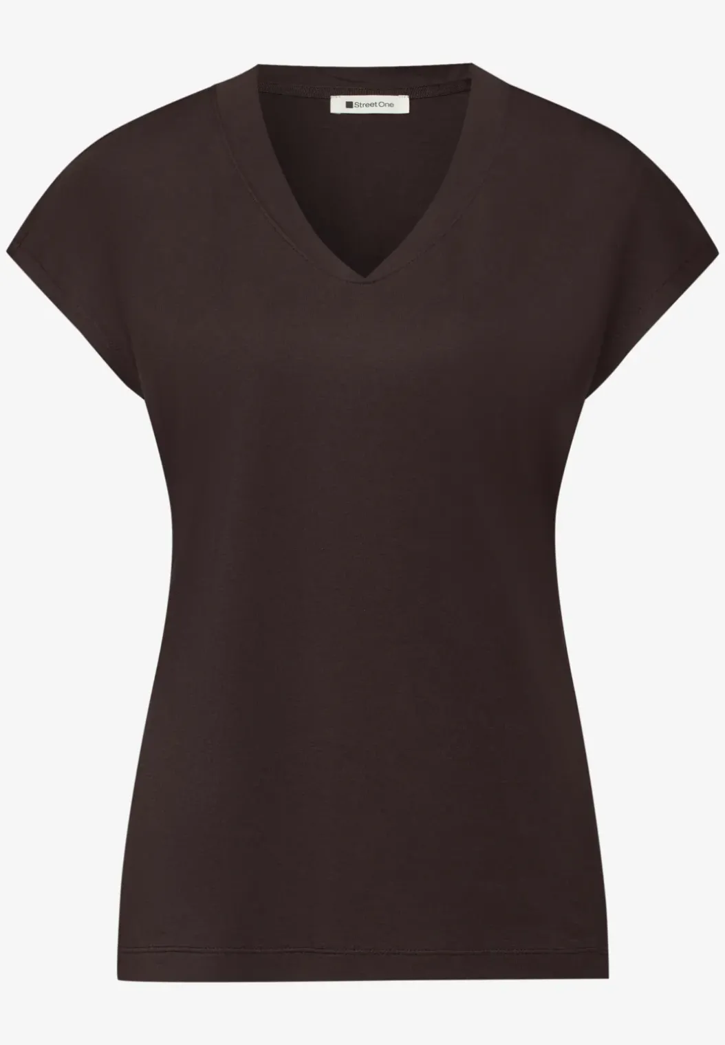 Shirt met overhangende schouders en V-hals