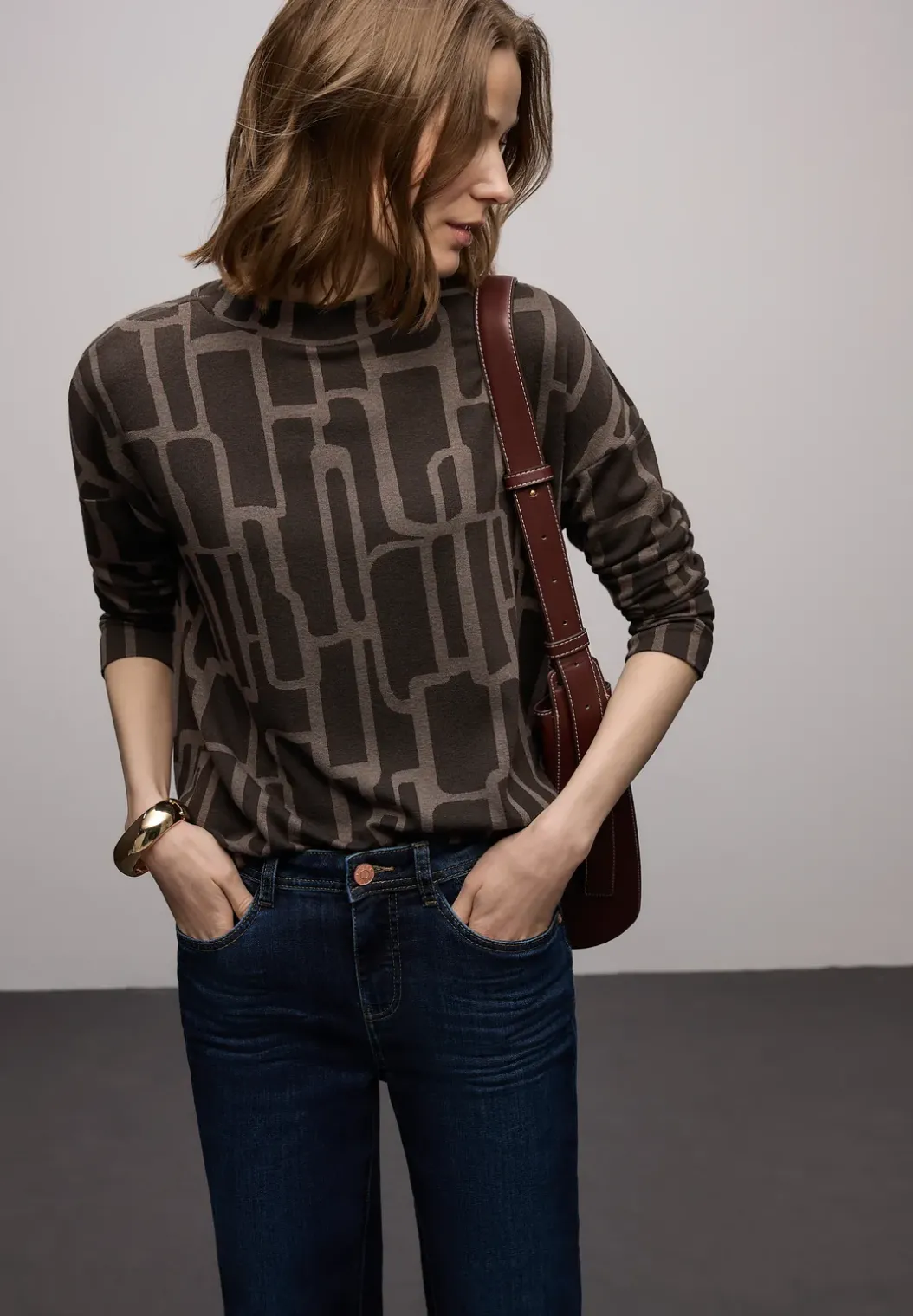 Shirt met print en trekkoord