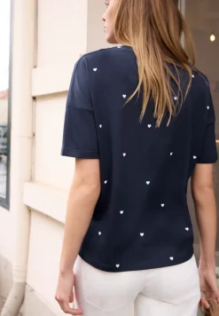 Shirt met ronde hals en hartjesprint