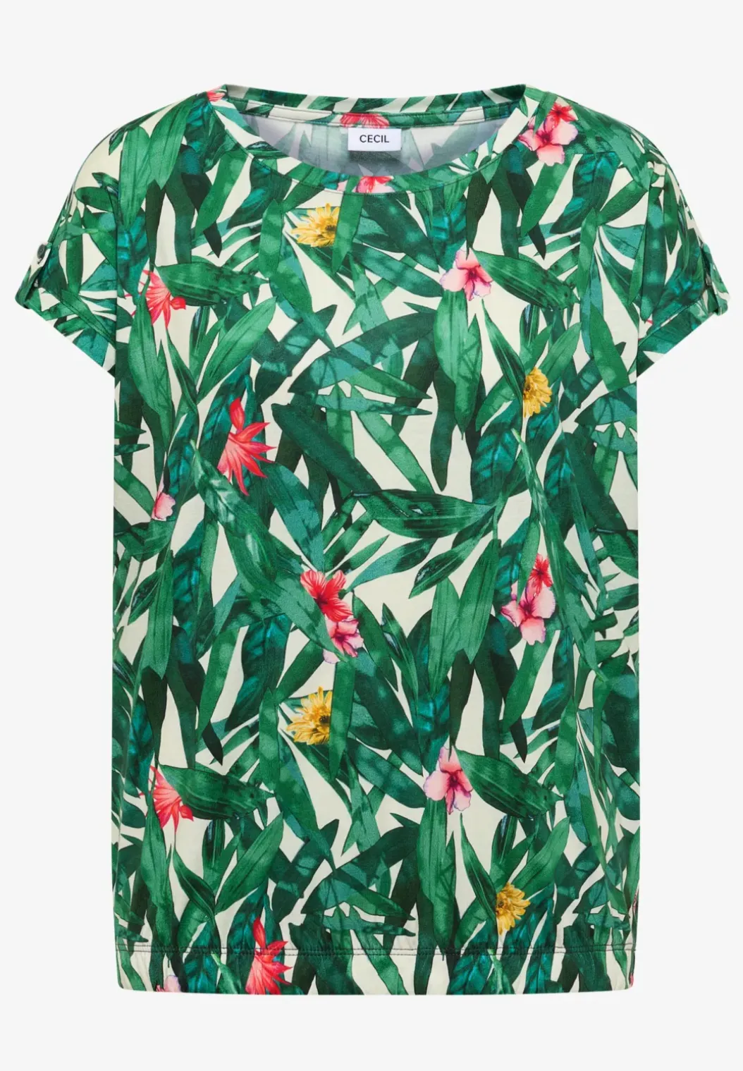 Shirt met ronde hals en omslagdetail