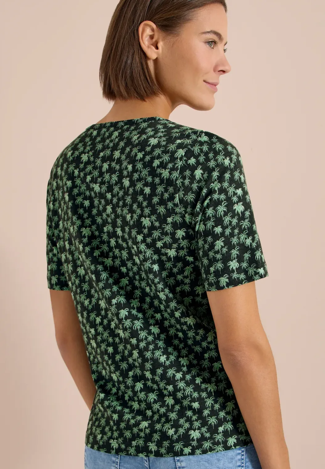 Shirt met ronde hals en palmopdruk