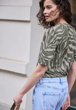 Shirt met ronde hals en pofmouwen