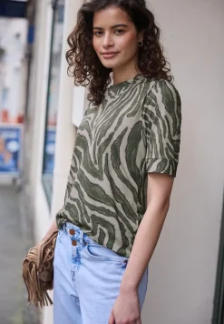 Shirt met ronde hals en pofmouwen