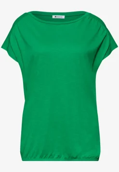 Shirt met ronde hals en rimpels
