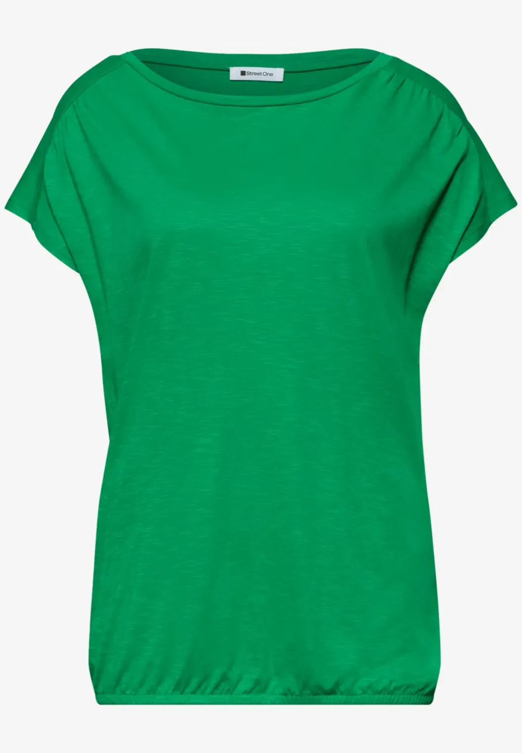 Shirt met ronde hals en rimpels