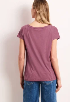 Shirt met ronde hals en rimpels