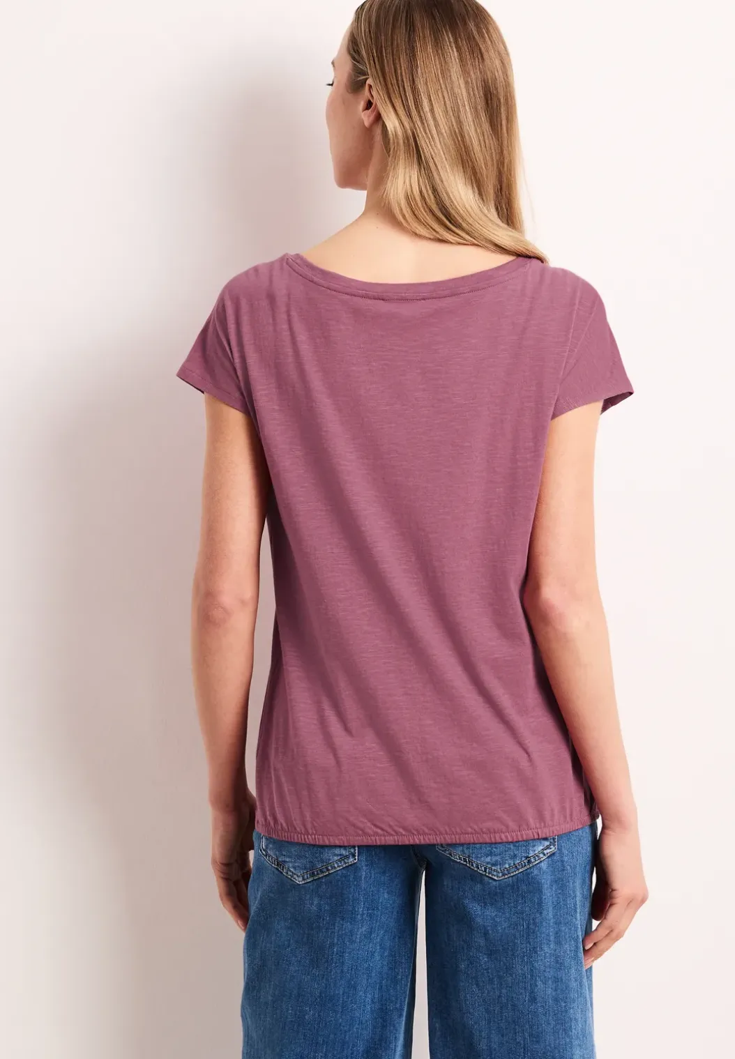 Shirt met ronde hals en rimpels