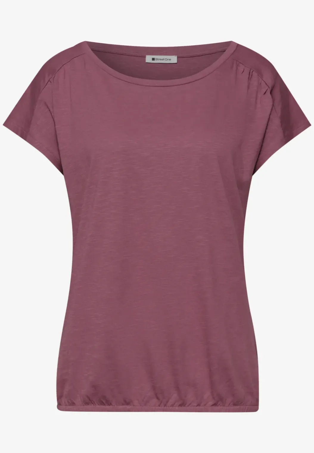 Shirt met ronde hals en rimpels