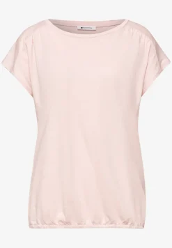 Shirt met ronde hals en rimpels
