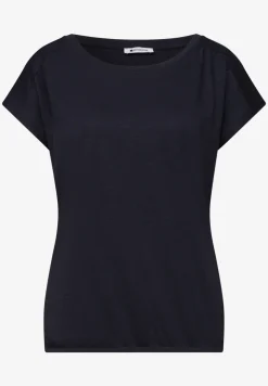 Shirt met ronde hals en rimpels