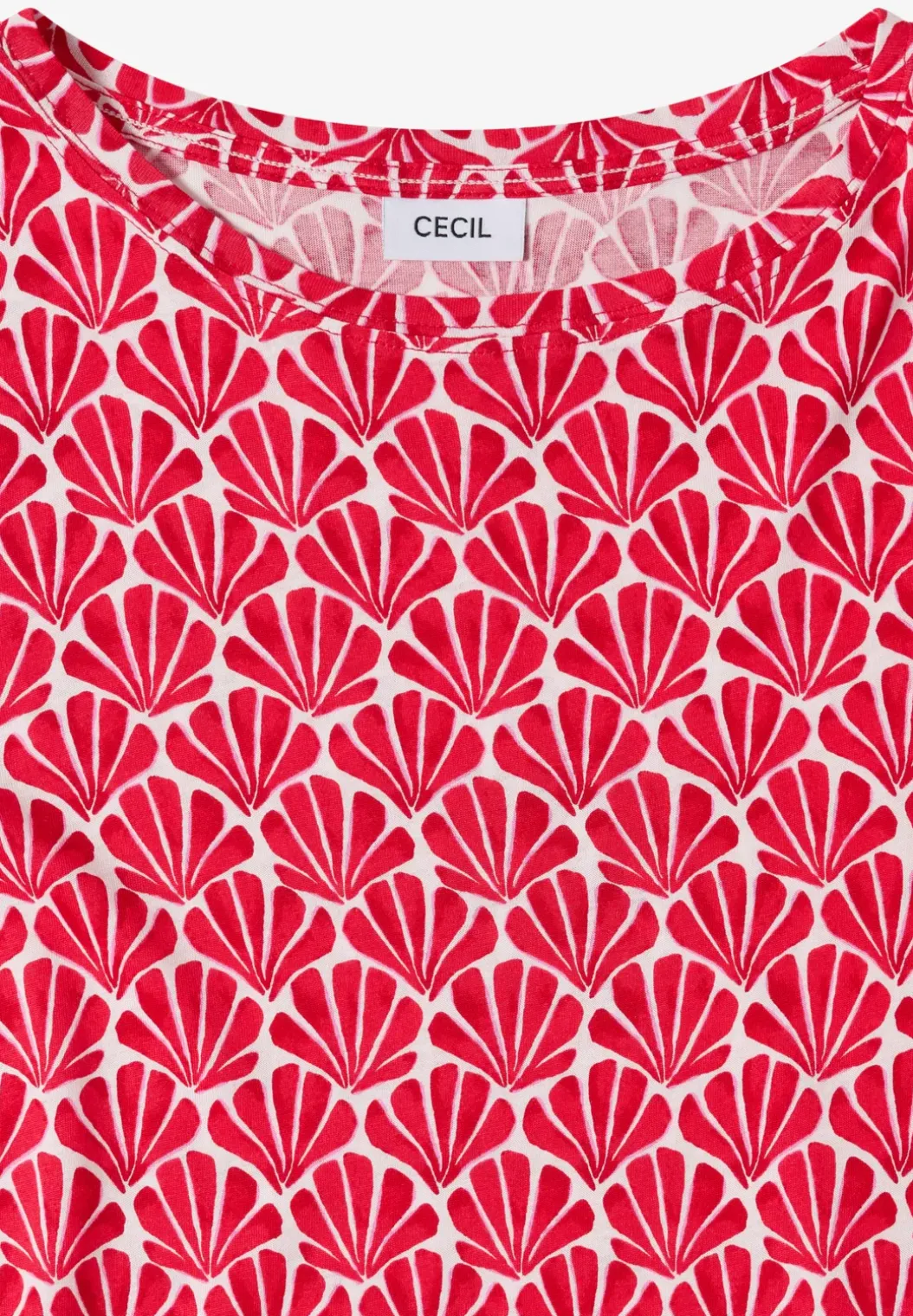 Shirt met ronde hals en schelpjesprint