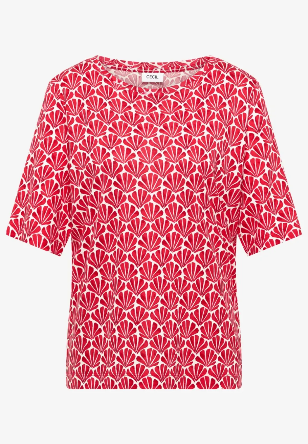 Shirt met ronde hals en schelpjesprint