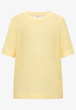 Shirt met ronde hals in ajour look