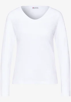 Shirt met ronde V-hals
