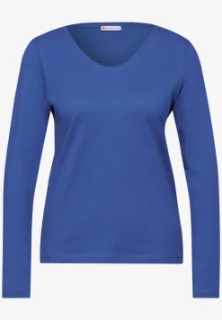 Shirt met ronde V-hals