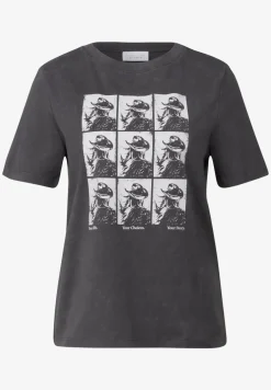 Shirt met verwassen look en print