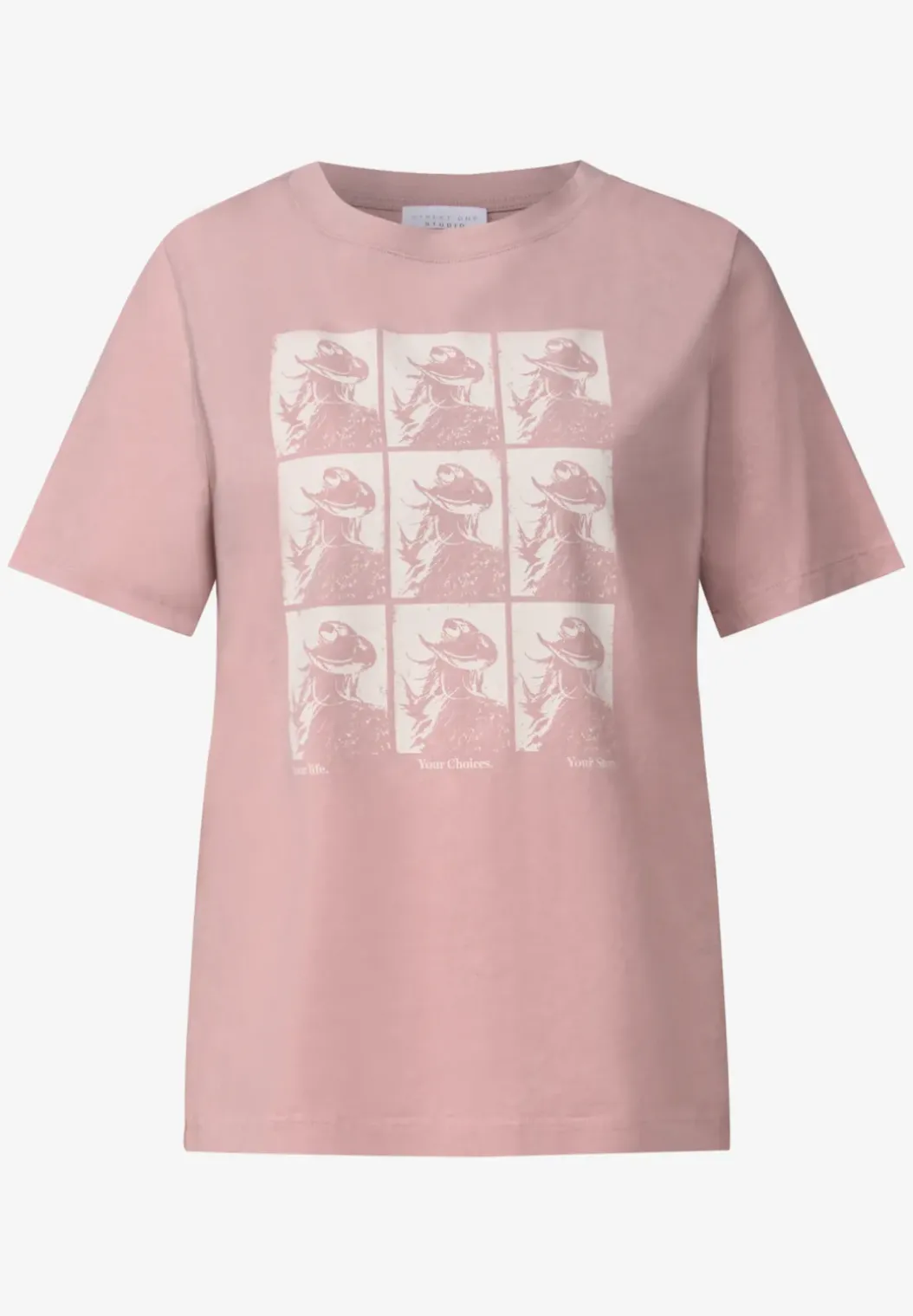 Shirt met verwassen look en print