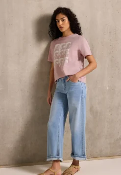 Shirt met verwassen look en print