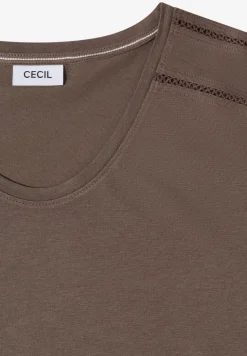Shirt met V-hals en kanten detail