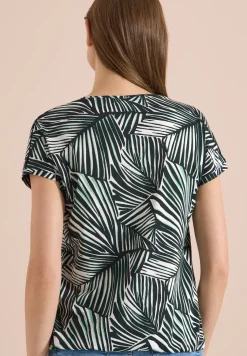 Shirt met V-hals en kanten detail