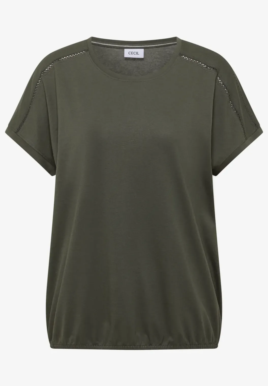 Shirt met V-hals en kanten detail